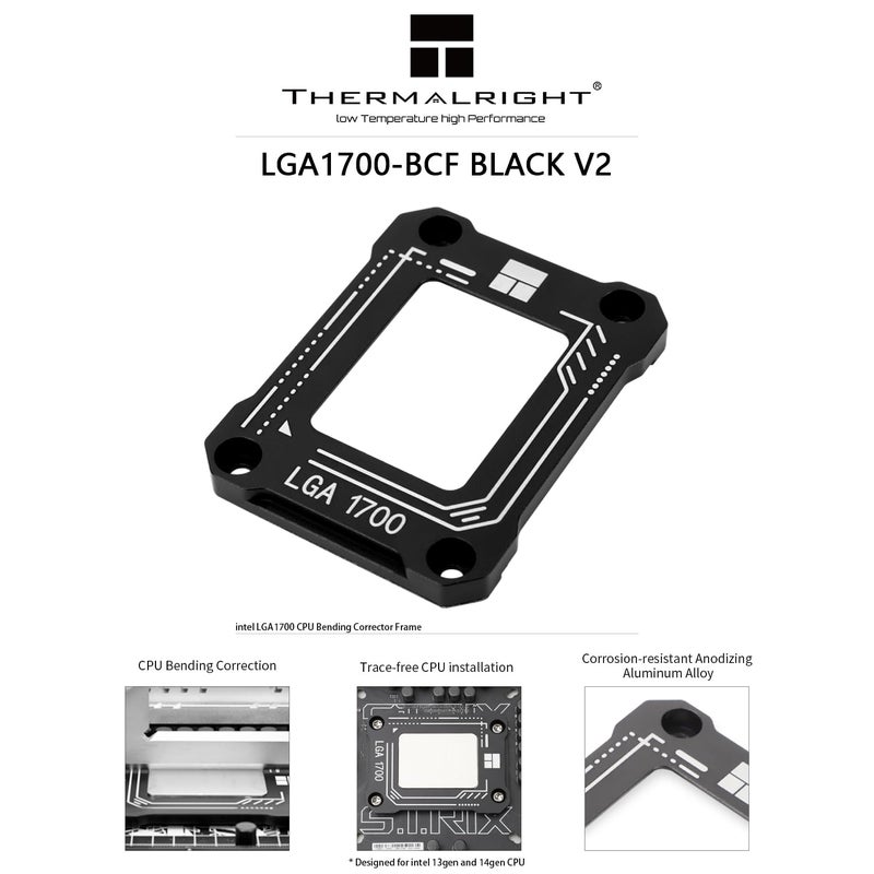 Thermalright LGA1700-BCF Black V2 CPU Anti-Bend Fixer, Intel 12/13/14 Gen Anti-Bend Fixing Fixture, Intel CPU Corrective Fixing Bracket, LGA17XX Corrective CPU Bender, LGA1700 Full Fit Fixer - Image 2