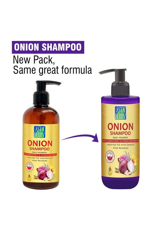 Astaberry Onion Shampoo For Hair Growth 300Ml Antihair Fall Shampoo; Keeps Dryness Away; Anti Dandruff & Anti Revitalizer; Goodness Of 21 Herbal Extract & Essentials Oils - Image 3