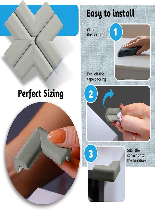 SYGA Baby Proofing Corner Guards Thick Foam Edge Protectors with 3M Adhesive, Child Safety Bumpers for Table & Desk Corners, Non-Toxic, BPA Free Furniture Corner Cushions (10, Grey) - Image 4