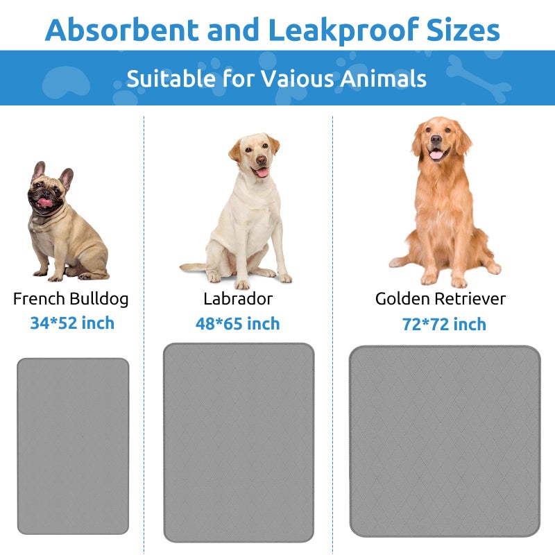 CoolShields Washable Reusable Dog Pee Pads, 34"x52" Absorbent & Waterproof Puppy Training Pad for Crate, Playpen & Carpet, Large Potty Pads for Dogs, Cats & Small Pets - Image 5