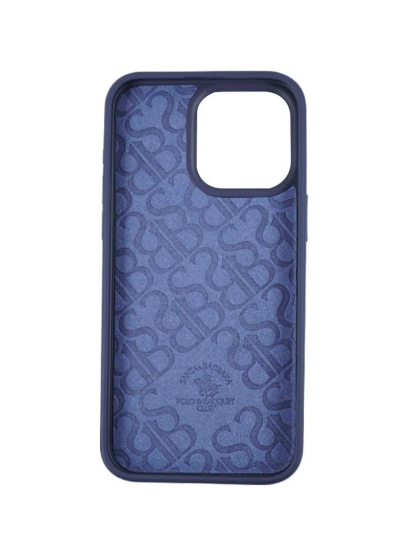 SANTA BARBARA POLO & RACQUET CLUB Knight Series Classic Business Design for Genuine Leather Phone Back Case Cover for Apple iPhone, Case for iPhone 15 Pro Max - Blue  - Image 2