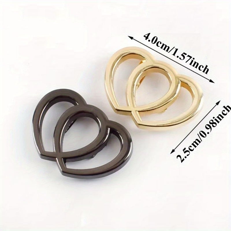 Light Golden 3Pcs Metal Heart Buckle for Bag Clothes Shoes Sewing Fastener - Image 4