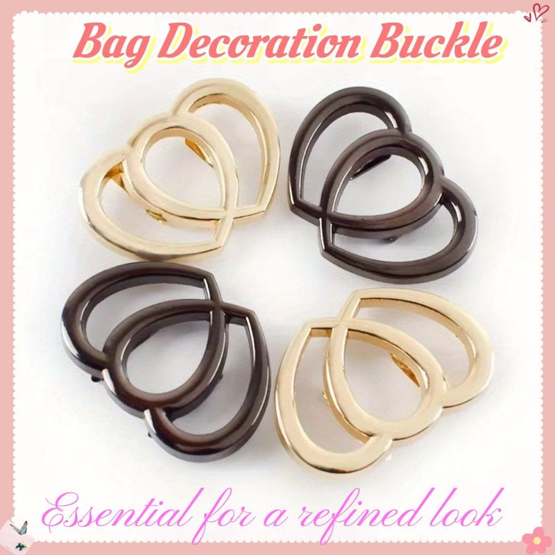 Light Golden 3Pcs Metal Heart Buckle for Bag Clothes Shoes Sewing Fastener - Image 1