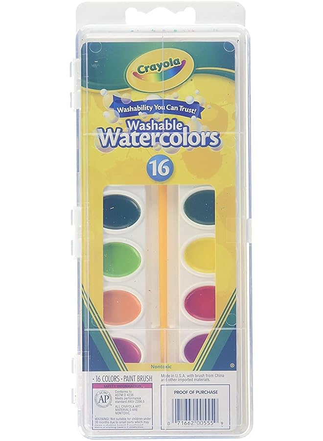 Crayola Washable Watercolors 16 Count 2 Per Case 530555