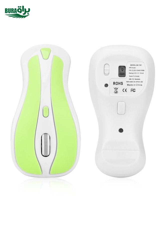 BURAQ - PR-01 1600 DPI 7 Keys Flying Squirrel Wireless Mouse 2.4G Gyroscope Game Mouse(White Green) - Image 1