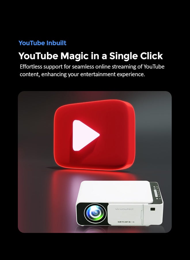 وونكت جهاز عرض T5 صغير بقوة 100 لومن ANSI مع شاشة عرض 100 بوصة Airplay/Miracast Wireless Mobile Mirroring WiFi YouTube Home Theatre Video Projector - Image 4