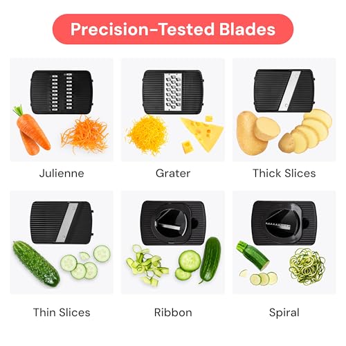 Fullstar Mandoline Slicer Spiralizer Vegetable Slicer - 6 in 1 Food Slicer Vegetable Spiralizer - Potato Slicer Zoodle Maker Veggie Spiralizer - Slicers for Fruits and Vegetables Onion Slicer BPA Free - Image 4