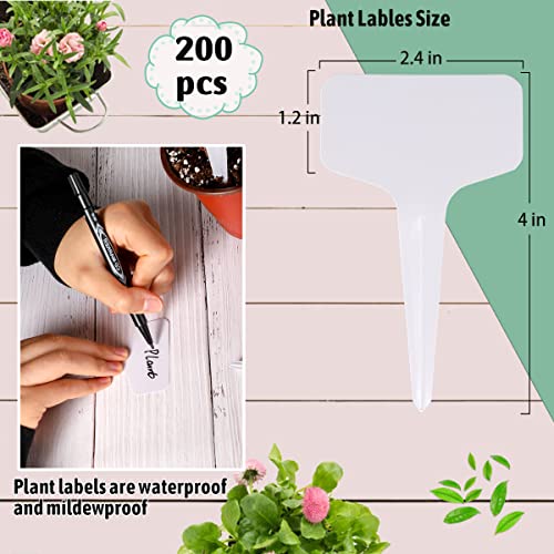 Xgunion 200pcs 4 Inch T-Type Plant Name Tags - Waterproof Plastic Garden Labels with Permanent Marking Pen - Image 2