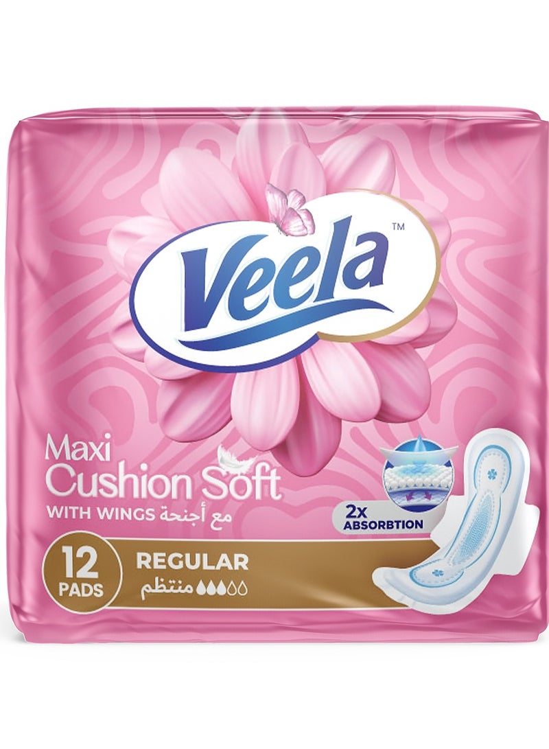 Veela Cushion Soft Maxi Pads for Women - Ultra-Soft, Breathable, and Leak-Proof Sanitary Napkins, Heavy Flow Feminine Hygiene Pads (REGULAR, 12, count) - Image 1