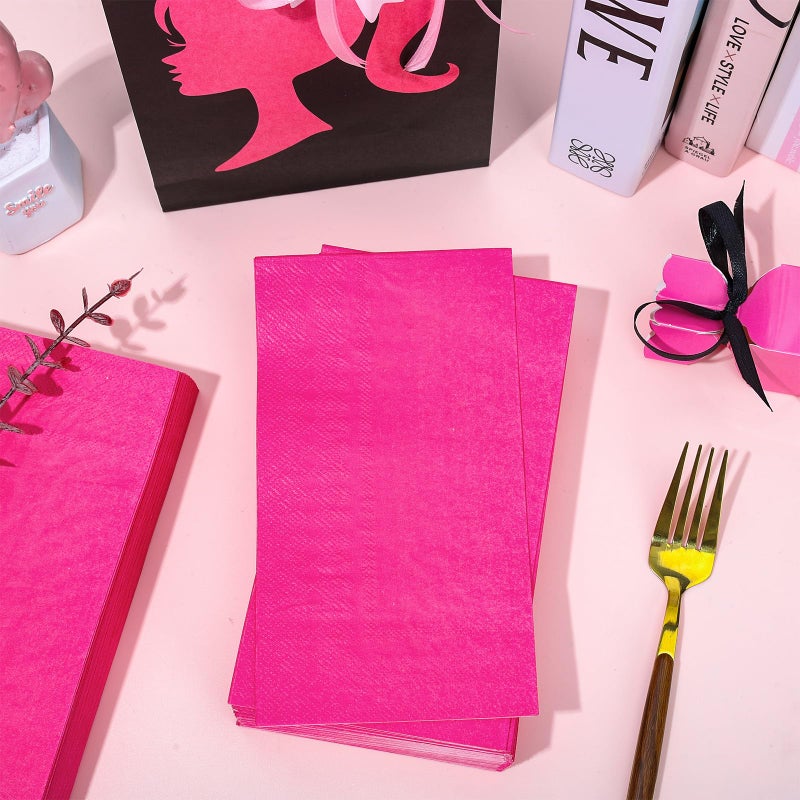 Whaline مناديل ضيوف وردية ساخنة 100 قطعة من وايلين - Image 4