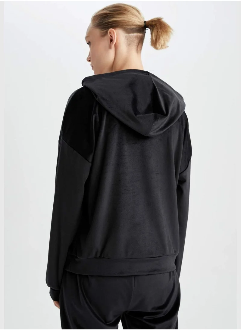 DeFacto Regular Fit Long Sleeve Hoodie with Kangaroo Pockets