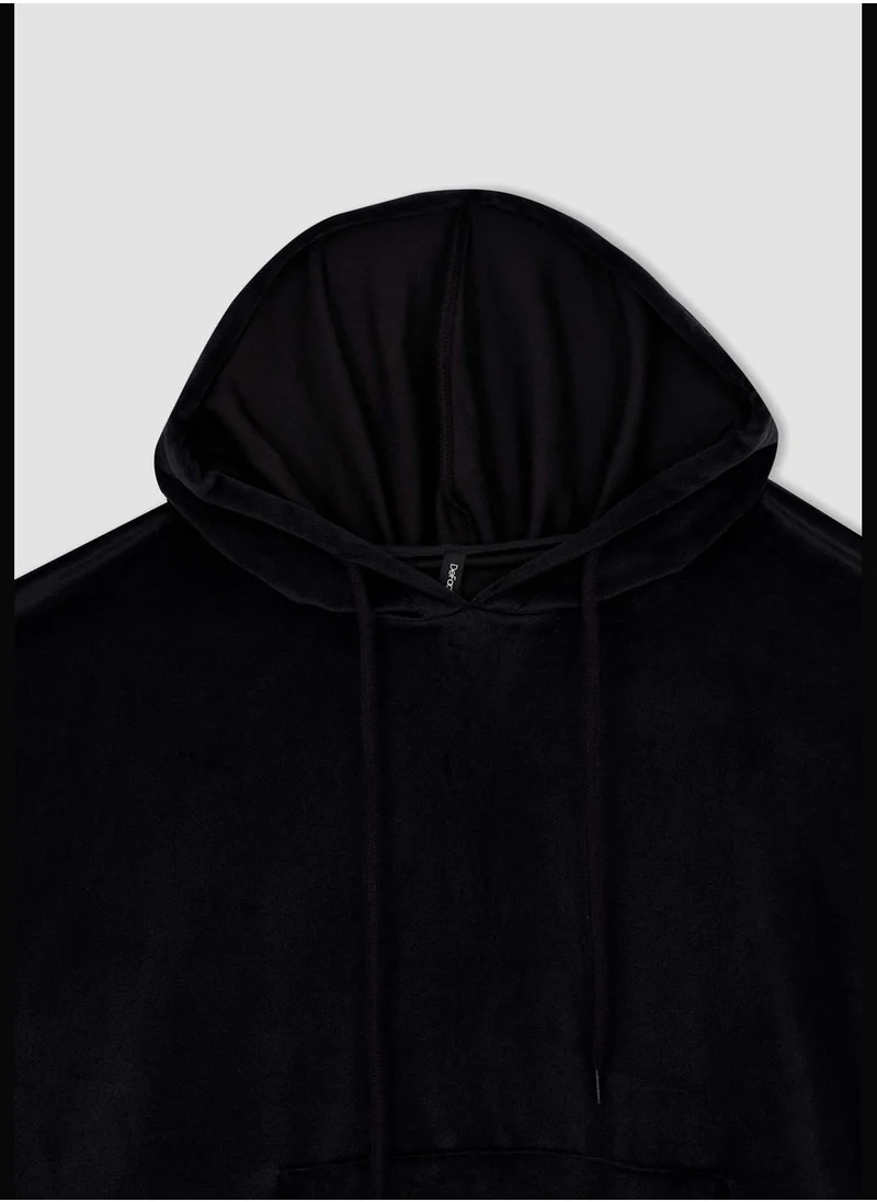 DeFacto Regular Fit Long Sleeve Hoodie with Kangaroo Pockets