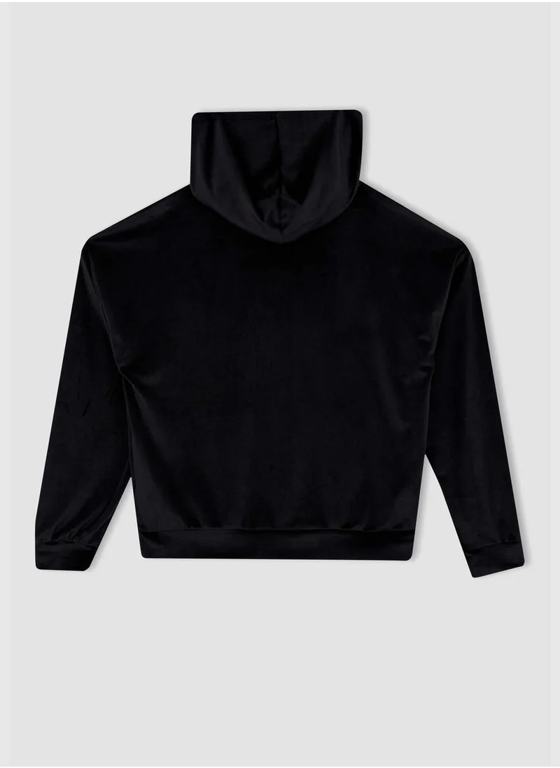 DeFacto Regular Fit Long Sleeve Hoodie with Kangaroo Pockets