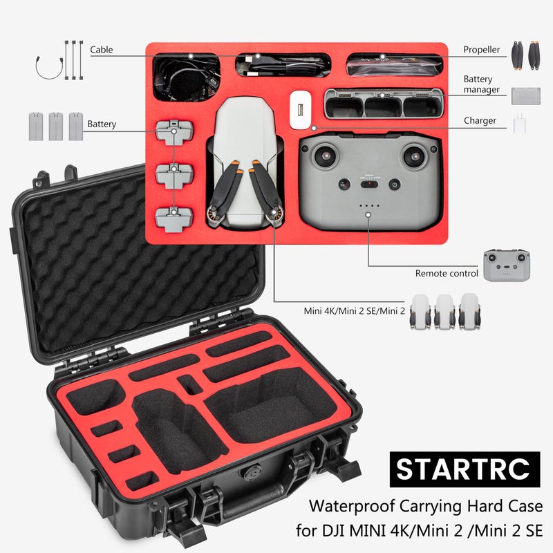 STARTRC Tomat Mini 4K Case Waterproof Hard Carrying Case for DJI MINI 4K/Mini 2 /Mini 2 SE Fly More Combo Accessories - Image 4