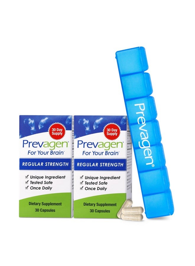 Prevagen Regular Strength - 60 Capsules (2-Pack of 30 Pills) with 7-Day Pill Minder | Formulated for Your Brain | 10mg of Apoaequorin Plus Vitamin D3 - Image 1