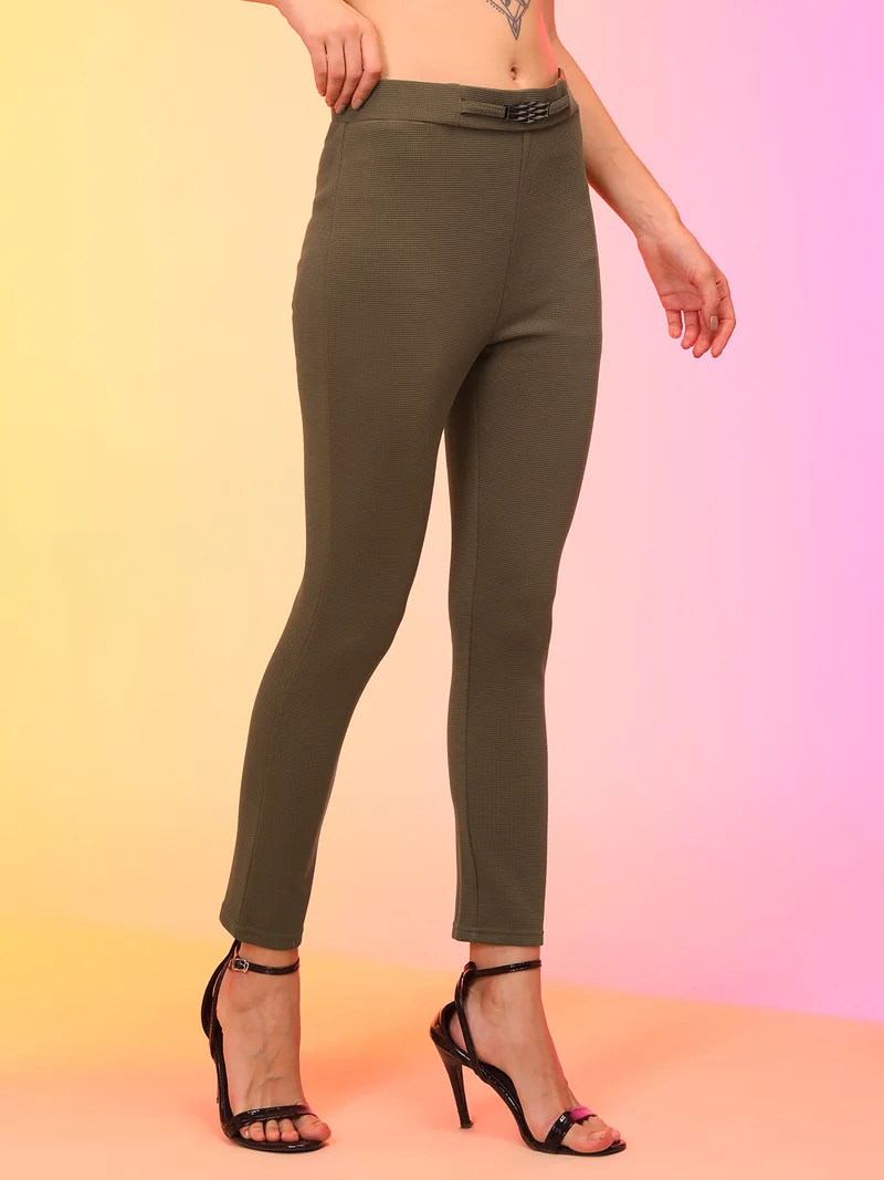 globus Women Brown Skinny Fit Treggings