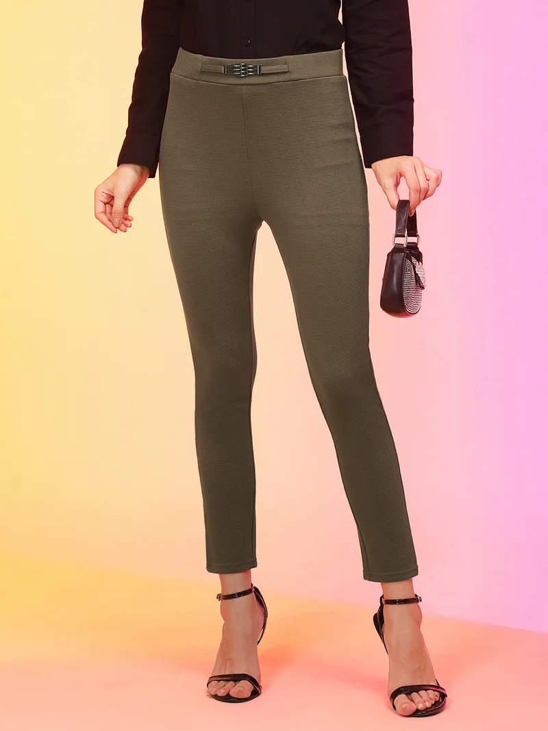globus Women Brown Skinny Fit Treggings