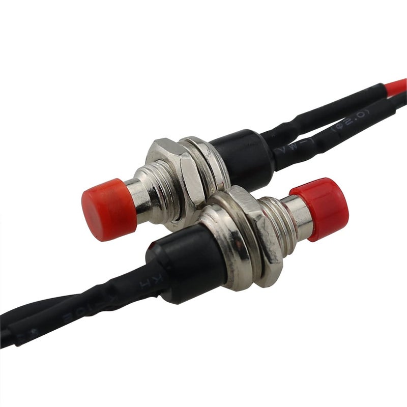 كلاراكو Klarako 6 قطع مفتاح ضغط صغير مؤقت مع إمكانية إعادة الضبط الذاتي، زر غير قابل للقفل، أحمر (مع كابل 10 سم) - Image 5