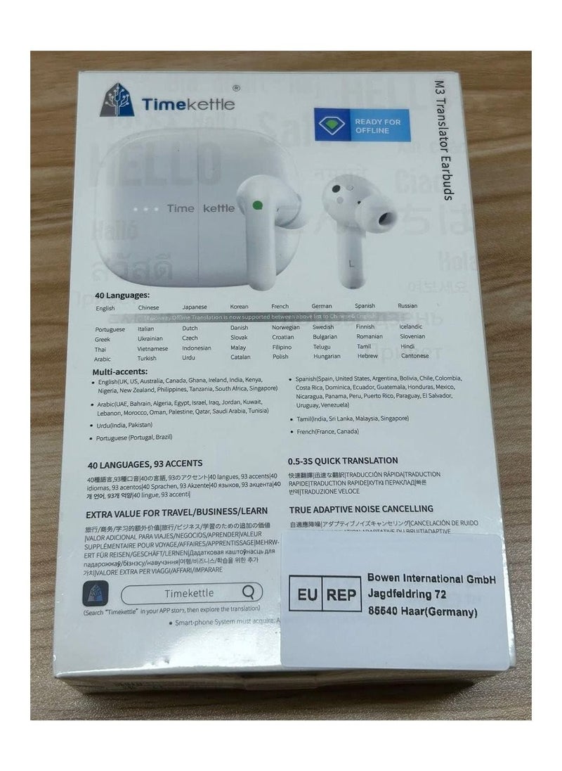 Timekettle - Timekettle M3 Translation Device, Two-Way Translator Headphones with App for 40 Languages & 93 Dialects Online & Offline Language Translator for Expats on Travel, Compatible with iOS & Android - Image 1