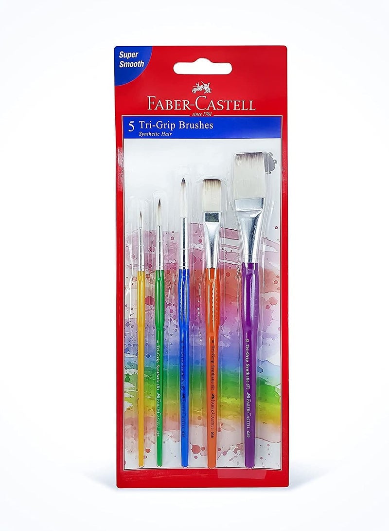 FABER-CASTELL مجموعة فرش ثلاثية القبضة مكونة من 5 قطع متعددة الألوان - Image 1