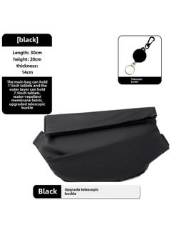 Generic Trendy Mens Sling Bag Water-Resistant iPad CrossbodyBlack-retractable buckle Black-retractable 
