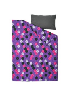 erorex Duvet cover and pillowcase, purple/black patterned, 150x200/50x80 cm  - Image 2