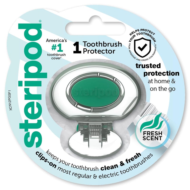 Steripod حامي فرشاة الأسنان ستيريبود القابل للتعليق يحافظ على فرشاة الأسنان نظيفة ومنعشة يناسب معظم فرش الأسنان اليدوية والكهربائية 1 قطعة - Image 2