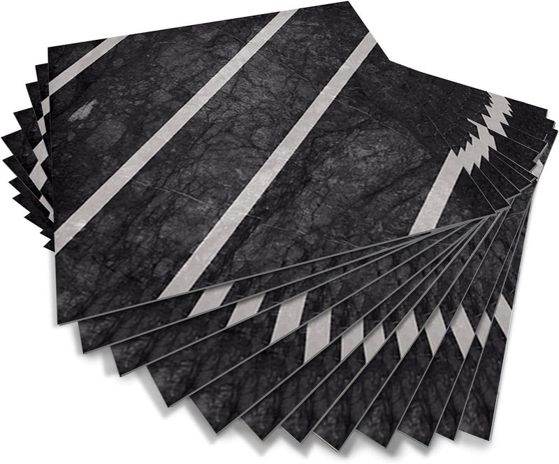Alwayspon Peel & Stick Tile, Stick-on Vinyl Floor Tiles - Non-Slip, Sticky Back Sticker Decals, Black & Grey, 20cmX20cmX12Pcs - Image 1