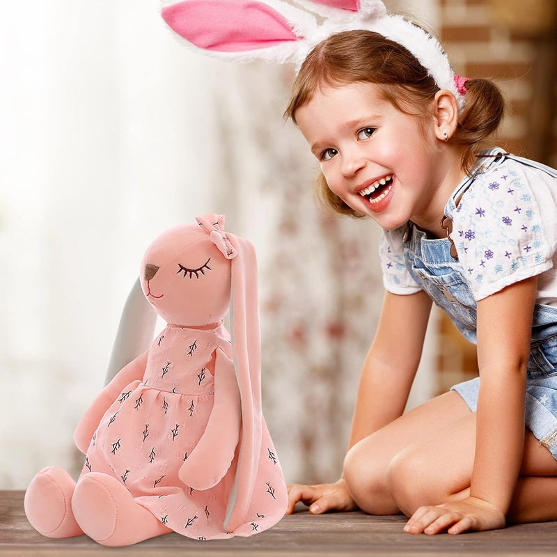comfrt Easter Decorations Easter Bunny Stuffed Animal, 22Inchs Long Ear Bunny Rabbit Easter Cartoon Toy Dolls, Cute Easter Bunny Plush, Holiday & Birthday Party Gifts for Kids Boys Girls (Pink/22Inch) - Image 5