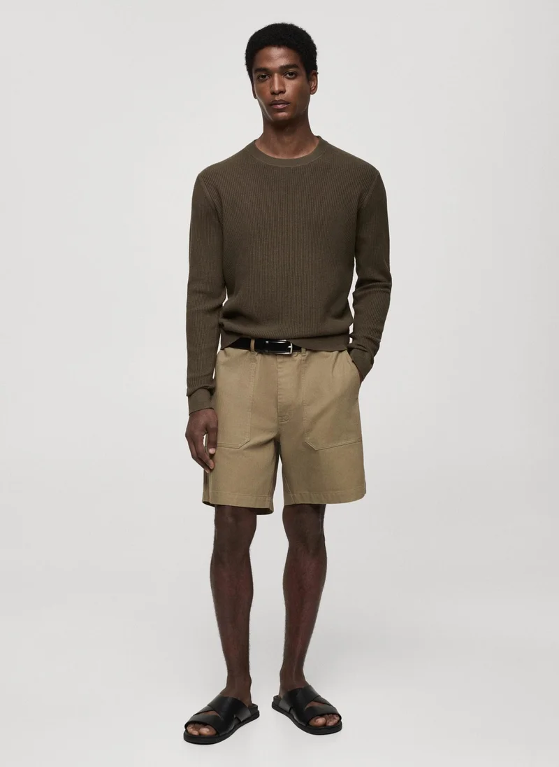 Mango Man Ribbed Crew Neck Sweater