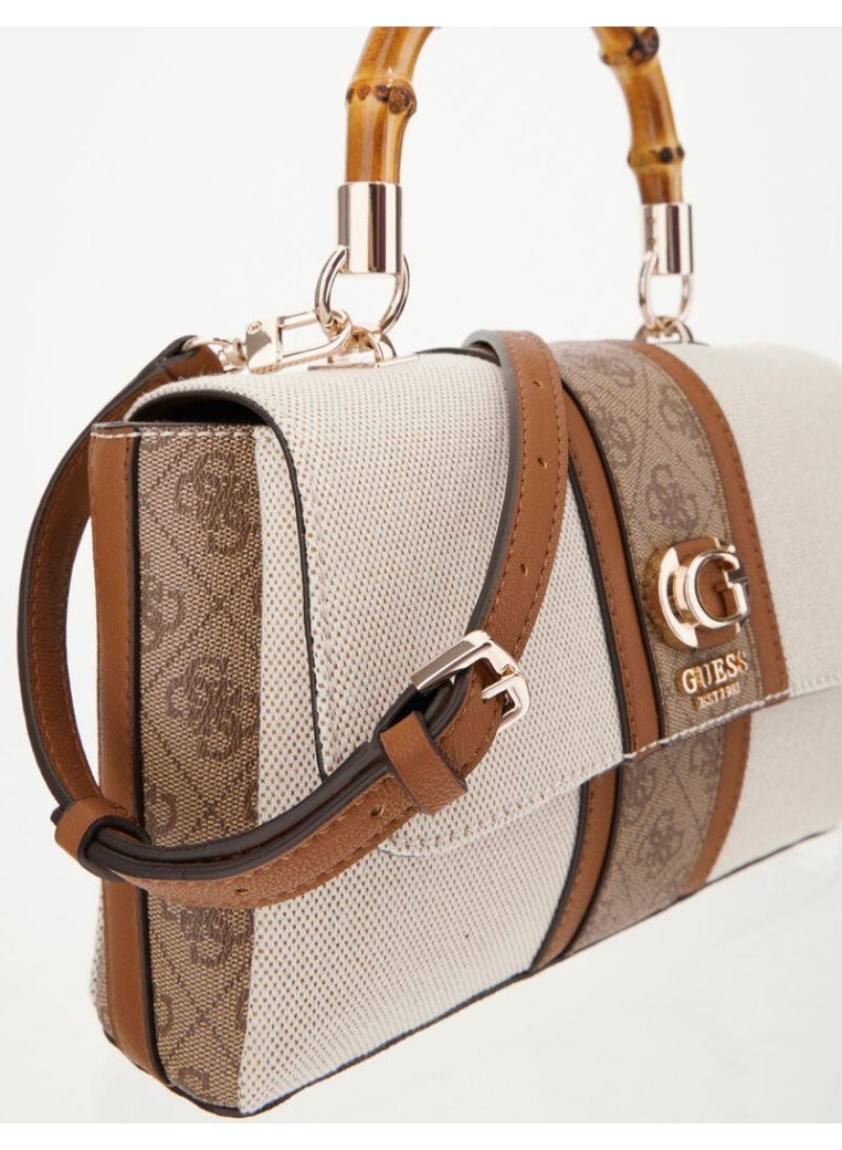 جس حقيبة يد نسائية من Guess بمقبض علوي من الخيزران - بيج وبني - Image 2