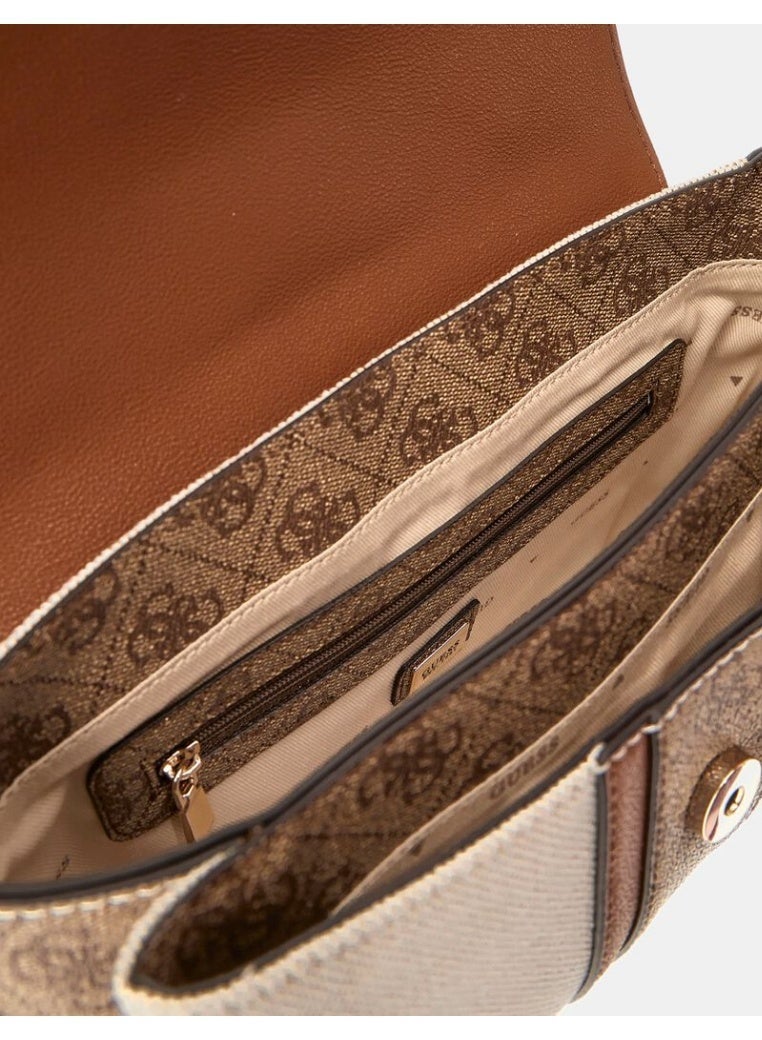 جس حقيبة يد نسائية من Guess بمقبض علوي من الخيزران - بيج وبني - Image 4