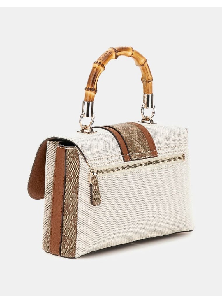 جس حقيبة يد نسائية من Guess بمقبض علوي من الخيزران - بيج وبني - Image 3