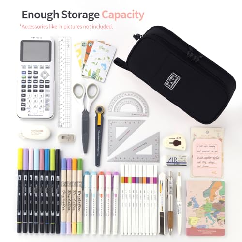 CICIMELON Large Pencil Case Big Storage Pen Pouch Bag with Compartment for School Supplies Office College Teen Boys Girls Adults, Upgraded Black - Image 5