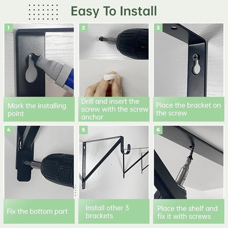 Forged Steel Floating Shelf Brackets 4 Pcs Rustic Black 10 8 X 10 8 Inches - Image 3