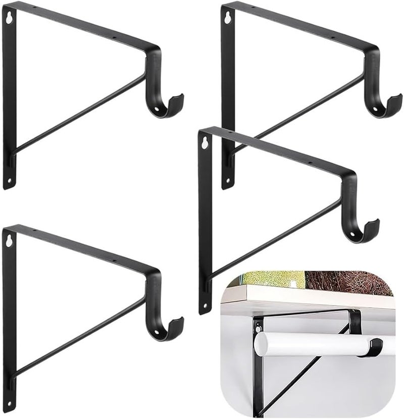 Forged Steel Floating Shelf Brackets 4 Pcs Rustic Black 10 8 X 10 8 Inches - Image 1