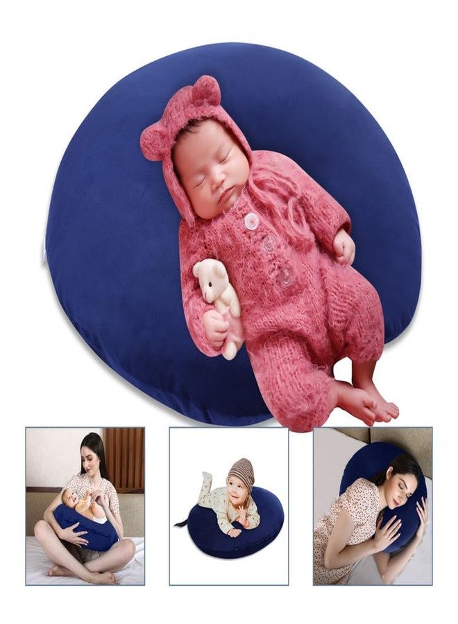 Dormyo Breast Feeding Pillow for New Born Baby - Nursing Pillow for Breastfeeding - Multifunction Pillow with Water Resistant Velvet Cover Filled with 1Kg Microfibre Blue (22" x 21.5") - Image 5
