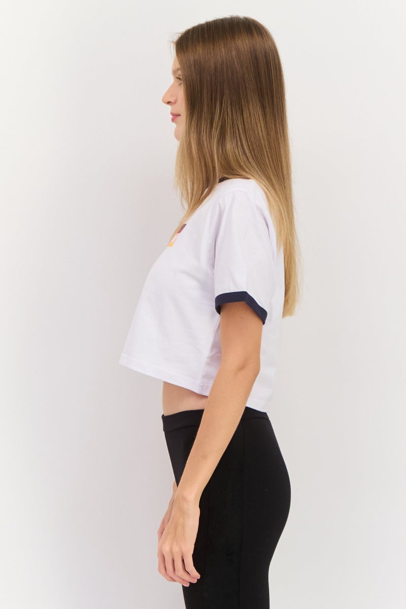 Ellesse Women Round Neck Short Sleeve Brand Logo Top, White - Image 2