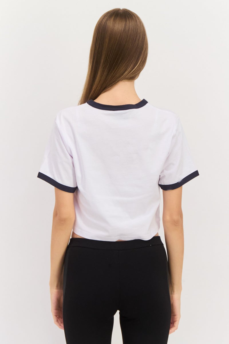 Ellesse Women Round Neck Short Sleeve Brand Logo Top, White - Image 4