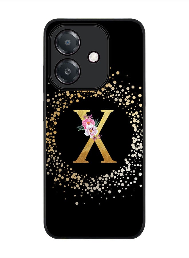 Stylizedd For Oppo A60 5G / A3 5G / A3x 5G Case,Slim fit Camera Protection, Shockproof Thin Phone cover - Custom Monogram Floral - X ( Black ) - Image 1