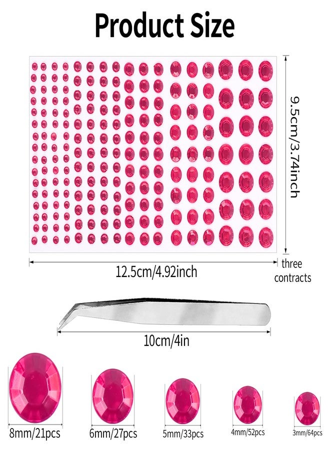 Jacnkb 591pcs Face Gems Hair Gems Pearls, Self-Adhesive Face Jewels Eye Rhinestones 3/4/5/6/8 mm Face Gem Stick on, Halloween Makeup Gems Rave Accessories for Face Eyes Body Makeup (01.Rose red) - Image 2