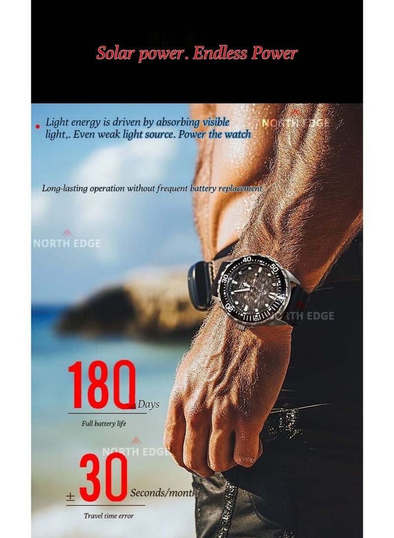 NORTH EDGE Men's Solar-powered Dive Titanium Alloy Case 300-meter Waterproof Ultra-long Battery Life Solar Watch - Image 2