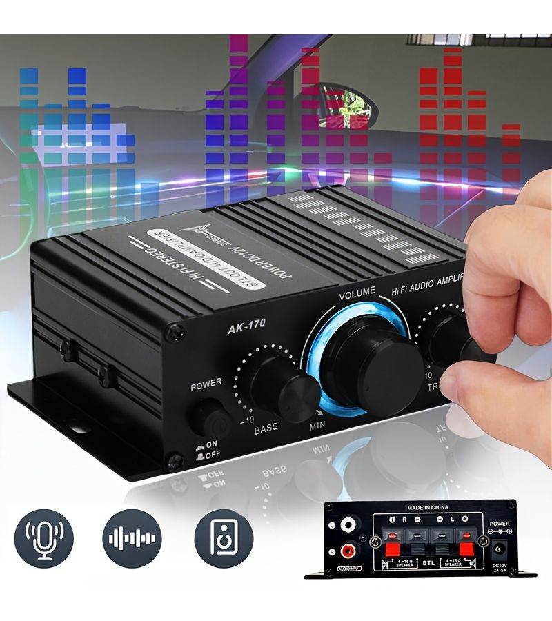 AK 170 New Mini 12V Car Power Amplifier 1pc For Motorcycle Computer MP3 Home Speaker - Image 1