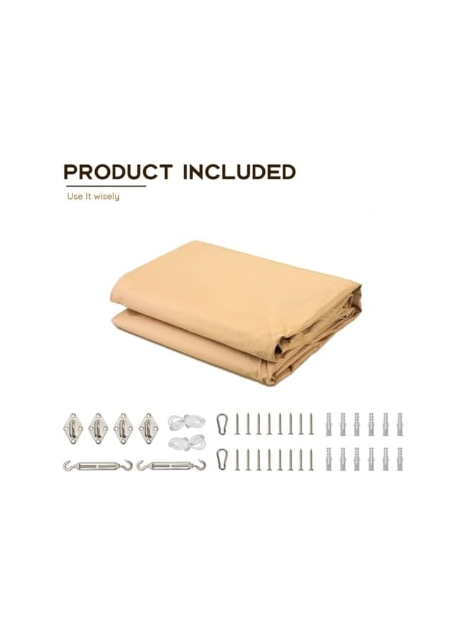 The Bros Waterproof Sun Shade Sail for Patios 420D Polyester Fabric Cloth, 98% UV Block Outdoor Awning Shelter for Commercial, Backyard, Garden, Deck, Hardware Kit Included(Square, 3 * 4 m) - Image 3