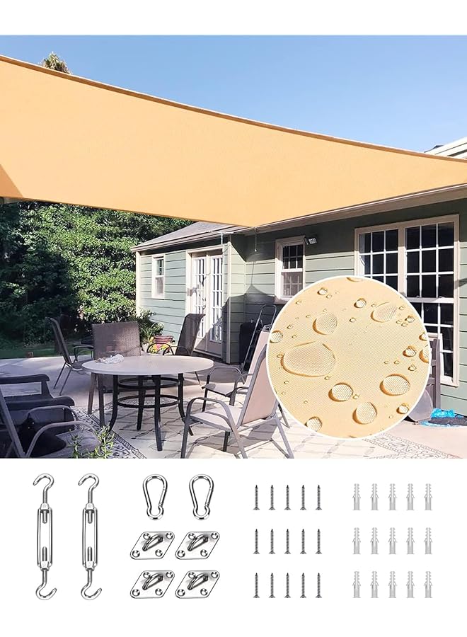The Bros Waterproof Sun Shade Sail for Patios 420D Polyester Fabric Cloth, 98% UV Block Outdoor Awning Shelter for Commercial, Backyard, Garden, Deck, Hardware Kit Included(Square, 3 * 4 m) - Image 1