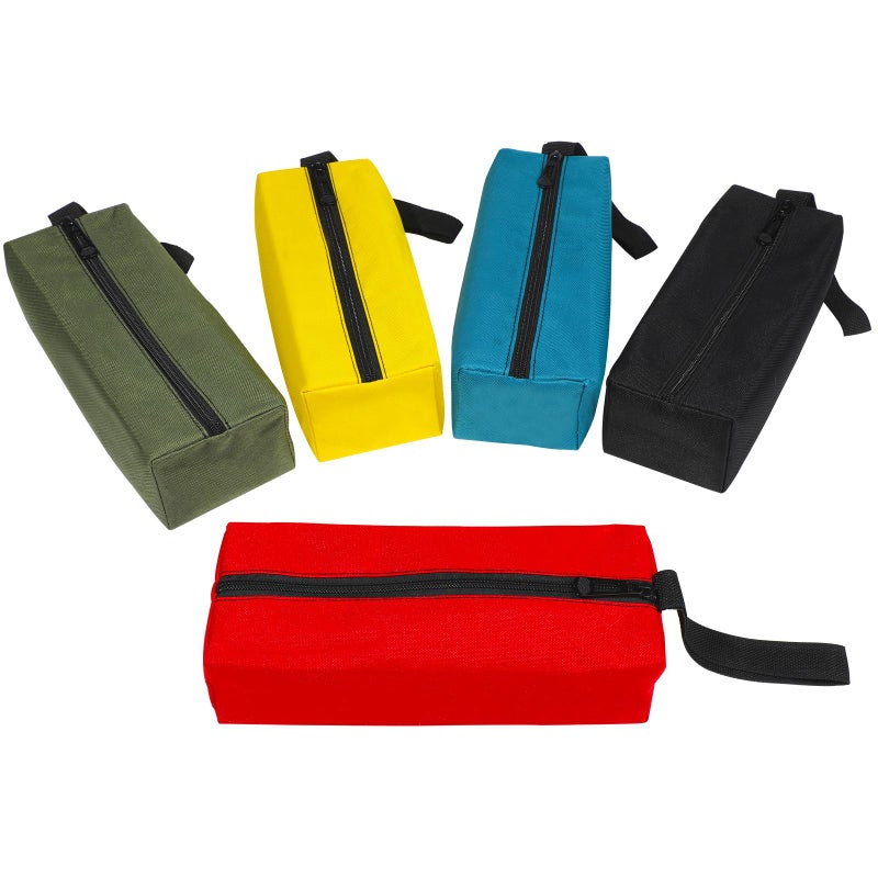 NUOMI Small Canvas Tool Bags Zipper 5 Pack Portable Pouches Storage Organizer with Hanging Loop for Woodworker, Ironworkers, Gardening, and Everyday Handyman - Image 1