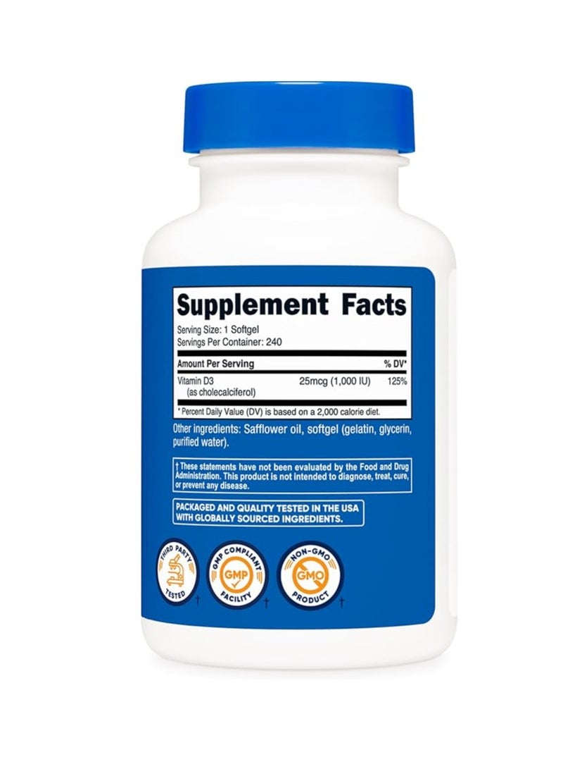 نيوتريكوست فيتامين د3 1000 وحدة دولية، 240 كبسولة هلامية - Image 2