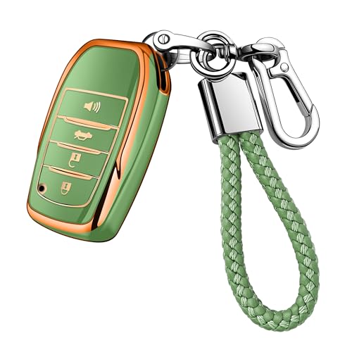 JOYEAR for Toyota Key Fob Cover with Key chain Compatible with 20252026 Camry 4Runner20192026 Land CruiserMirai20212026 Venza Hilux Grand Highlander Tundra BZ4XCorollaPriusGoldGreen - Image 1