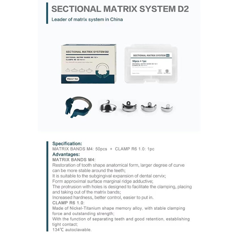 Dental Sectional Matrix System Autoclavable Contoured Bands Nickel Titanium Clamp Ring D2 Set Box - Image 5