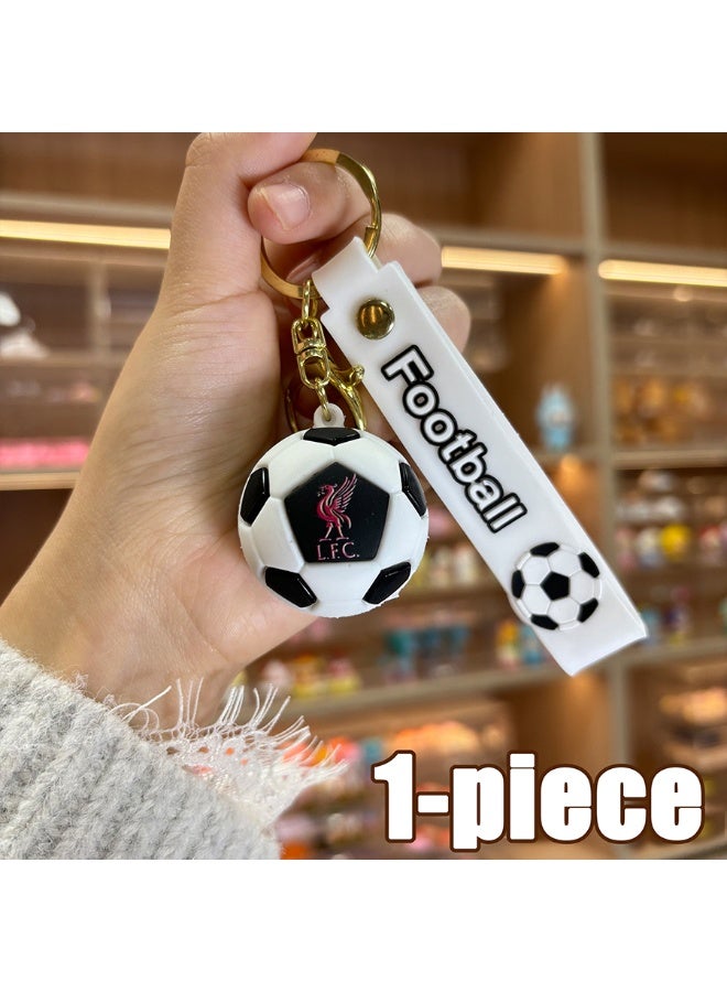 1-Piece Cute Soccer Ball Keychain, World Cup Inspired Football Key Ring, PU Leather Sports Keychain with Lanyard, Kawaii   Backpack Charm for Soccer Fans。